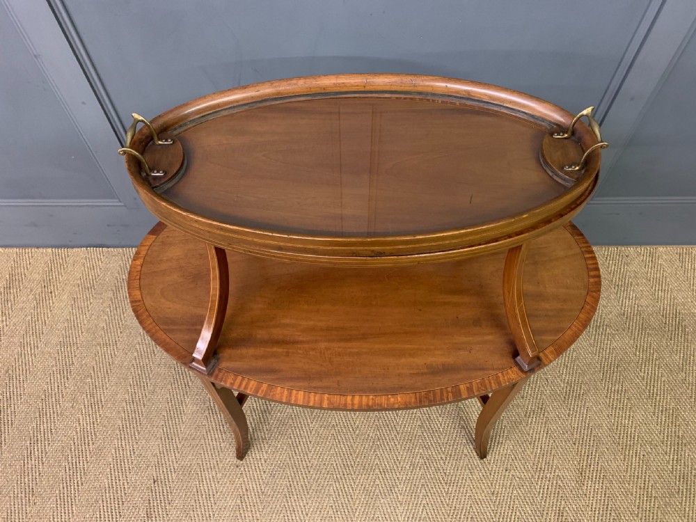 Edwardian Inlaid Mahogany Tray Top Table View VII