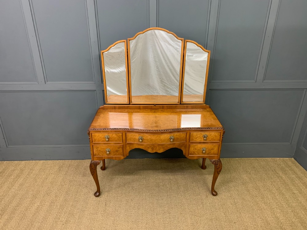 Queen Anne Style Burr Walnut Dressing Table View II