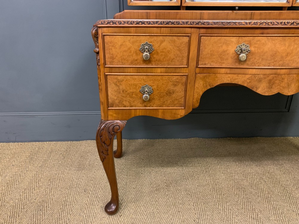 Queen Anne Style Burr Walnut Dressing Table View VI