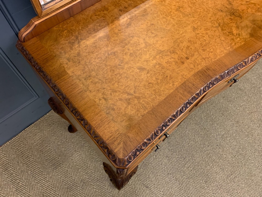 Queen Anne Style Burr Walnut Dressing Table View X
