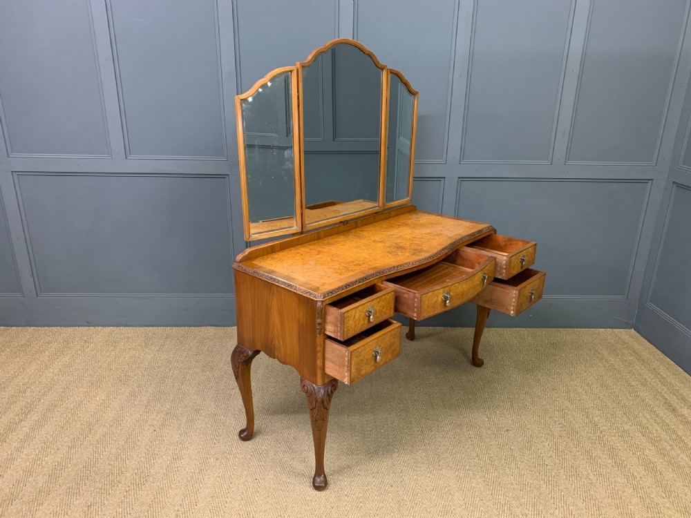 Queen Anne Style Burr Walnut Dressing Table View XIV