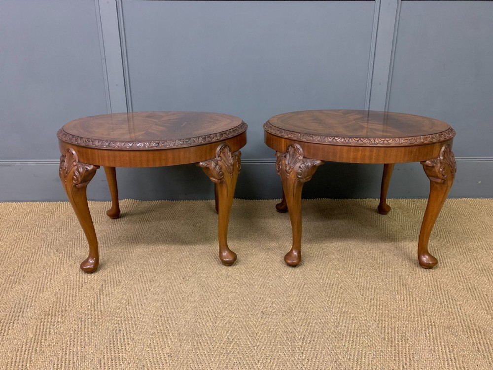 Pair of Flame Mahogany Coffee Tables View II