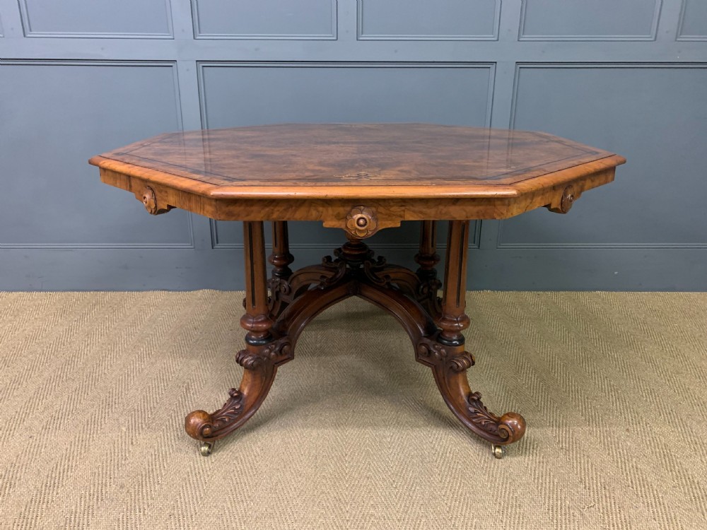 Victorian Inlaid Burr Walnut Octagonal Centre Table View II