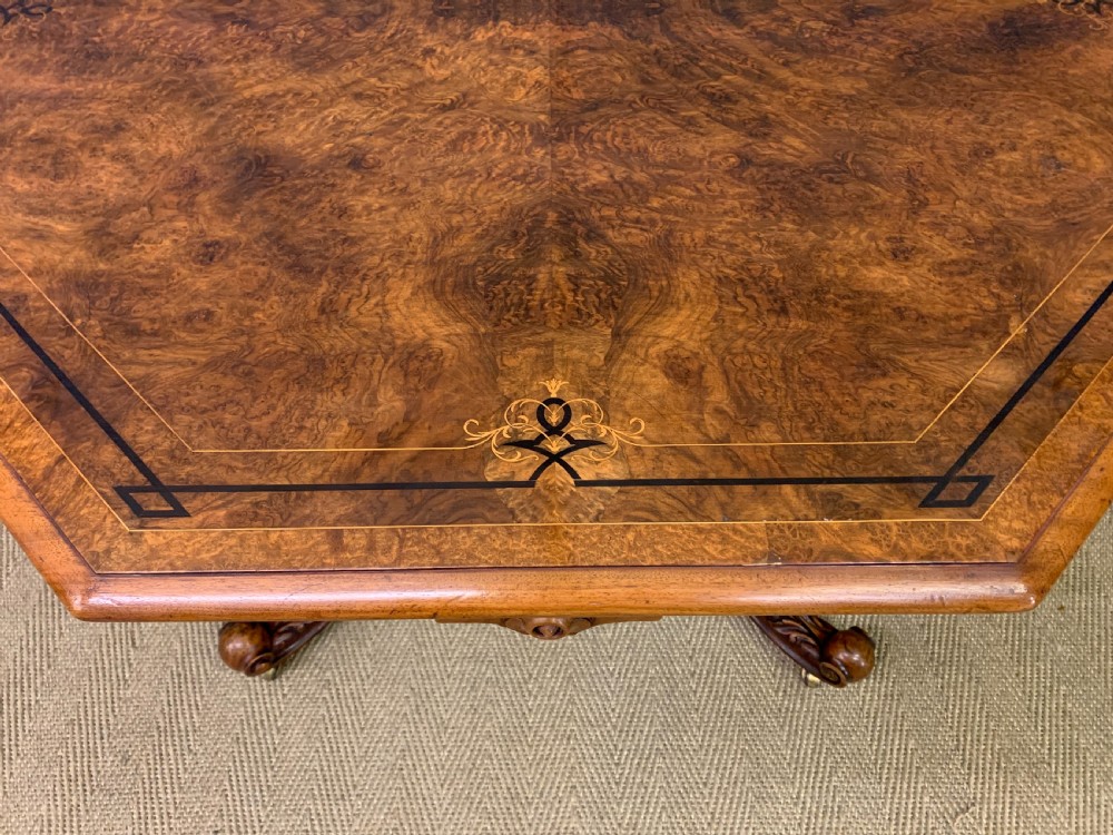 Victorian Inlaid Burr Walnut Octagonal Centre Table View IV