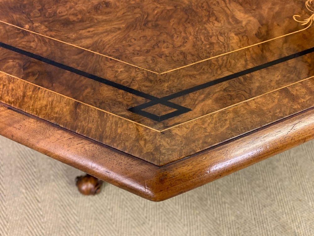 Victorian Inlaid Burr Walnut Octagonal Centre Table View VI