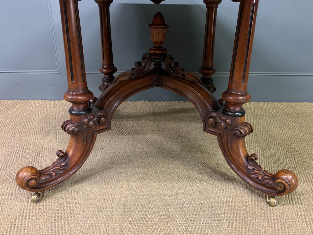 Victorian Inlaid Burr Walnut Octagonal Centre Table View VII