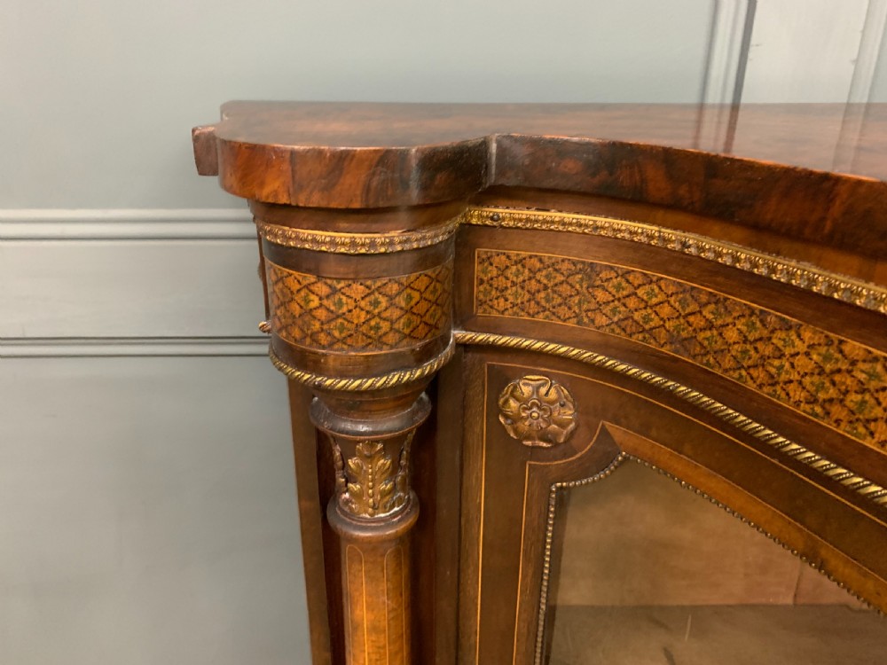 Imposing Victorian Inlaid Burr Walnut Credenza View III