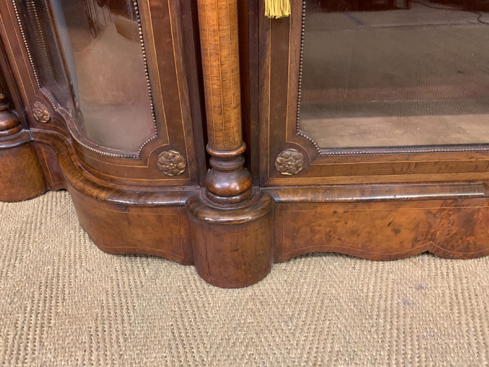 Imposing Victorian Inlaid Burr Walnut Credenza View V