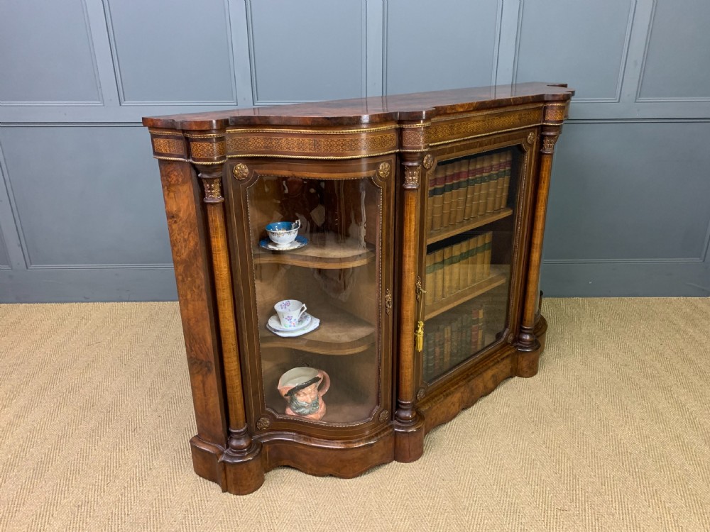 Imposing Victorian Inlaid Burr Walnut Credenza View VIII