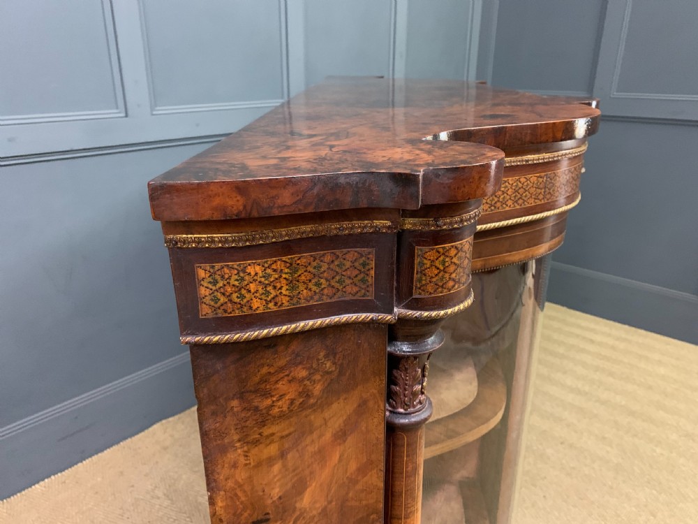Imposing Victorian Inlaid Burr Walnut Credenza View X