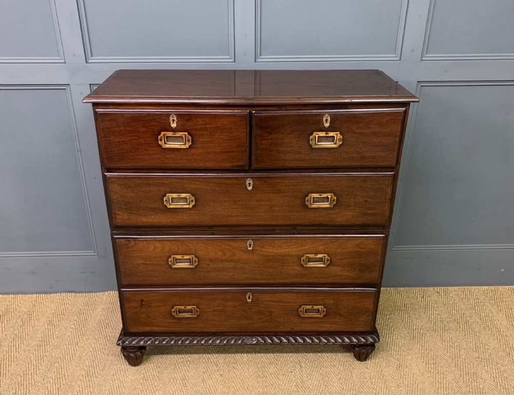 19th Century Anglo Indian Teak Military Chest of Drawers