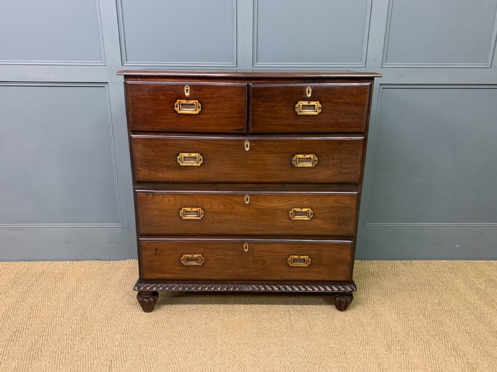 19th Century Anglo Indian Teak Military Chest of Drawers View IV