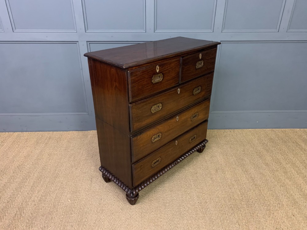 19th Century Anglo Indian Teak Military Chest of Drawers View XI