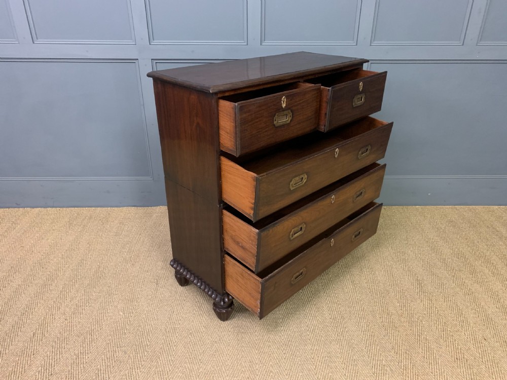 19th Century Anglo Indian Teak Military Chest of Drawers View XII