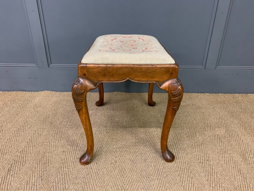 Queen Anne Style Walnut Stool View V