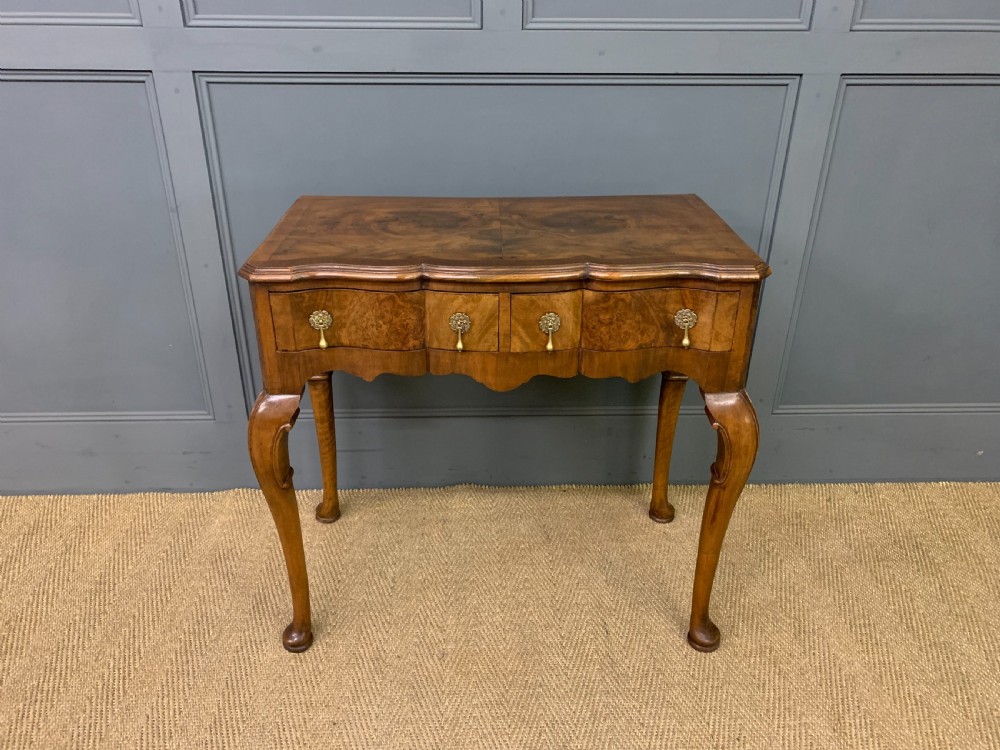 Burr Walnut 2 Drawer Side Table