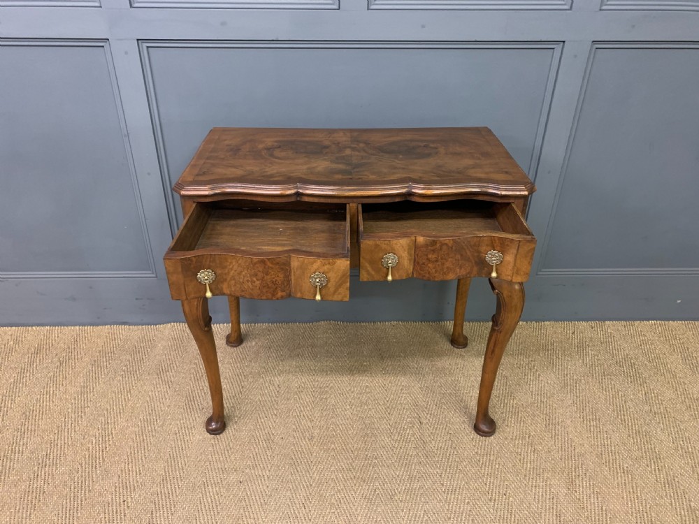 Burr Walnut 2 Drawer Side Table View V