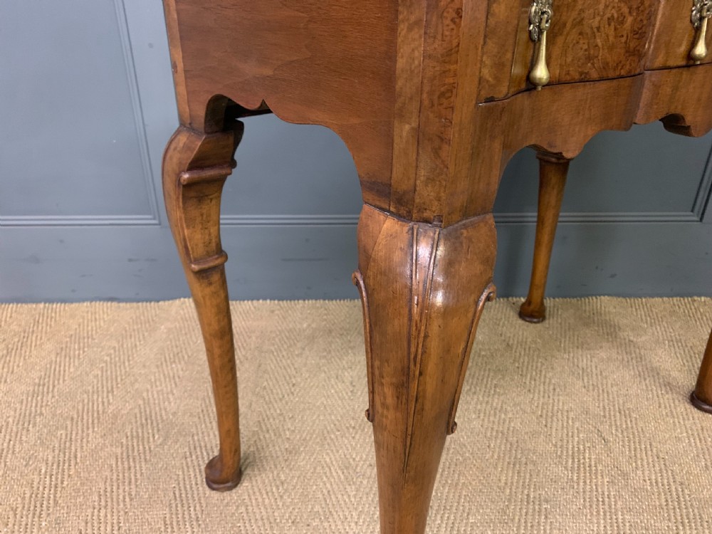 Burr Walnut 2 Drawer Side Table View IX
