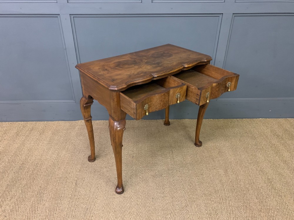 Burr Walnut 2 Drawer Side Table View XI