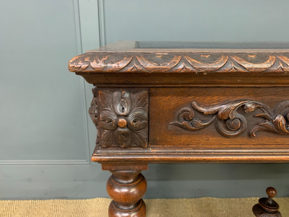 Victorian Carved Oak Table View V