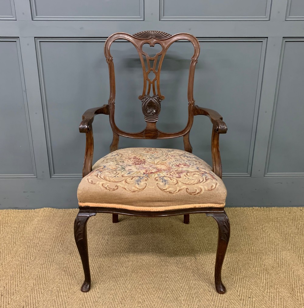 Victorian Carved Mahogany Armchair