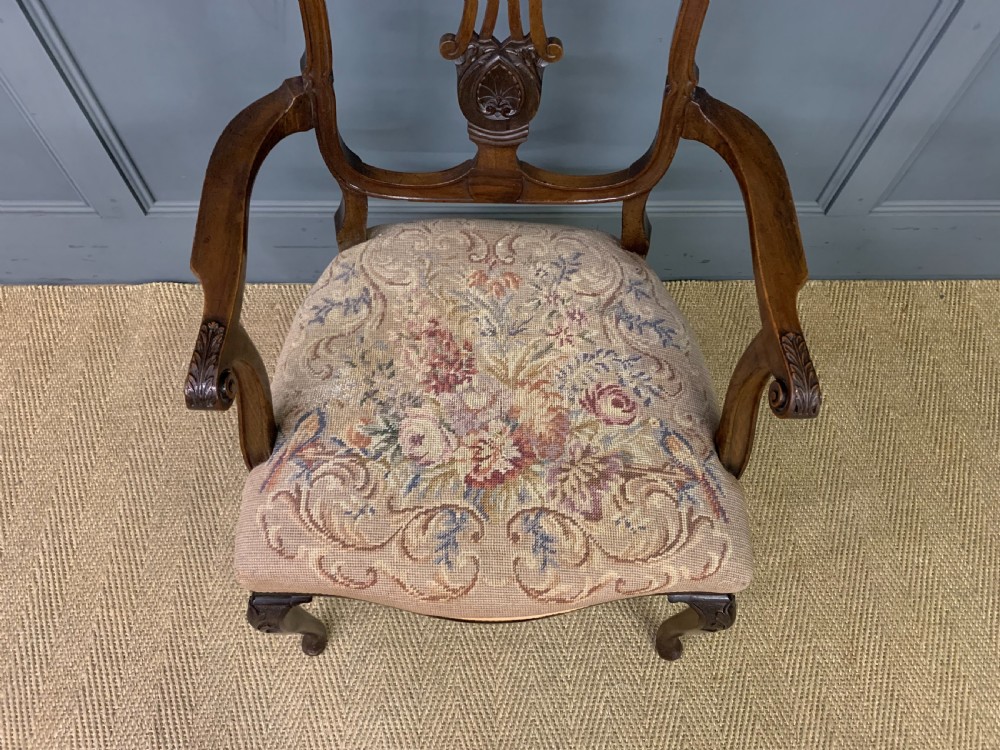 Victorian Carved Mahogany Armchair View IV