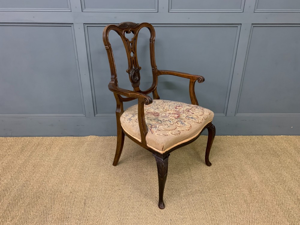 Victorian Carved Mahogany Armchair View VII