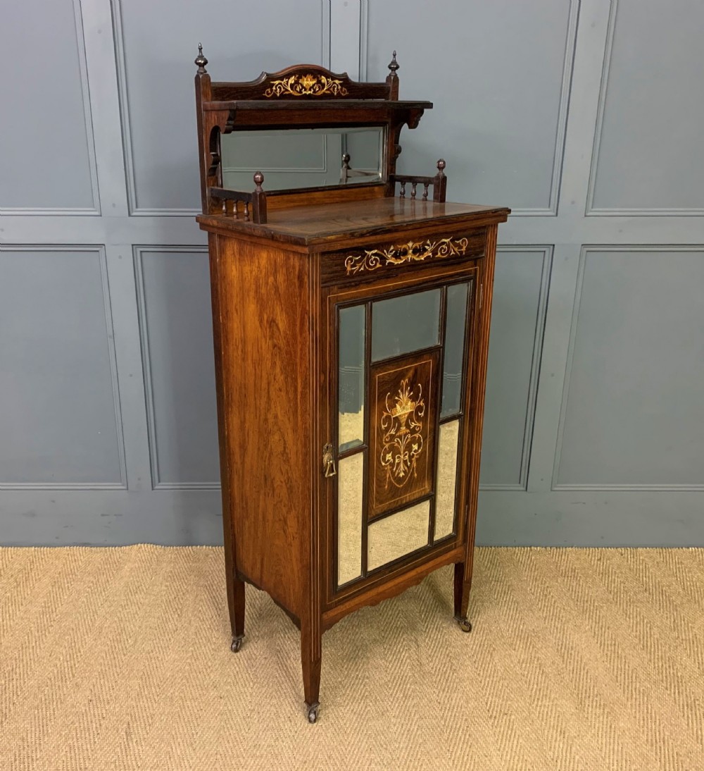 Late Victorian Inlaid Rosewood Music Cabinet