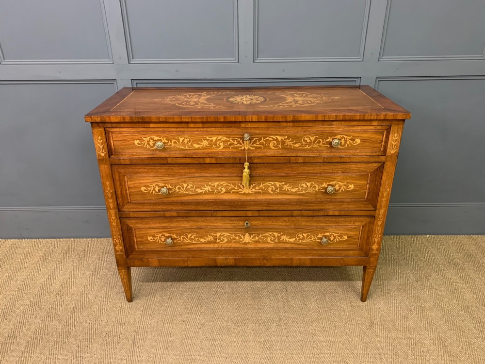 Italian Marquetry Walnut Commode View II
