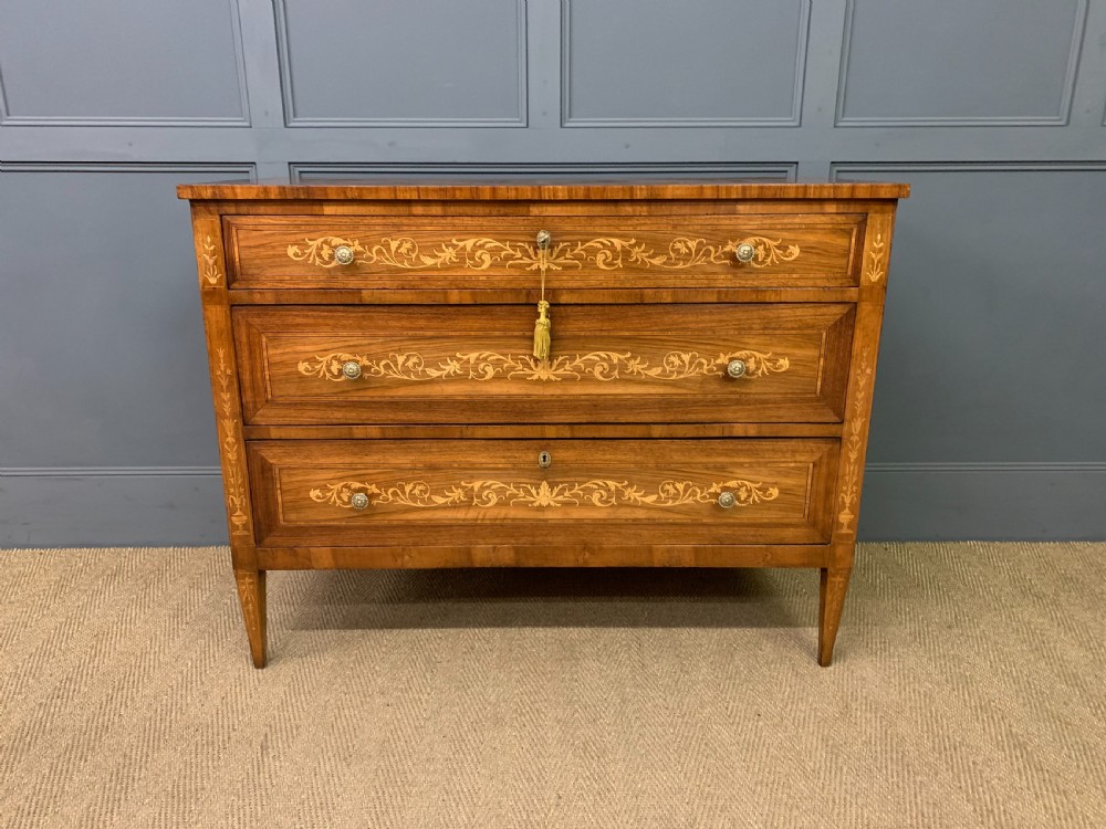 Italian Marquetry Walnut Commode View III