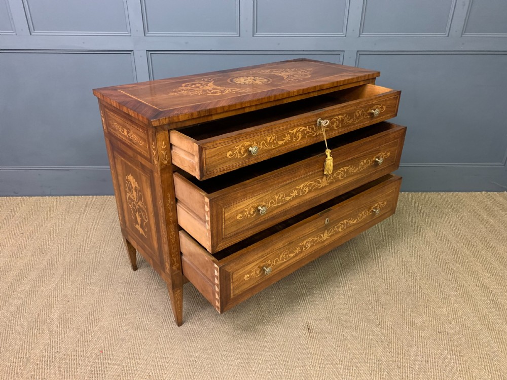 Italian Marquetry Walnut Commode View XIII