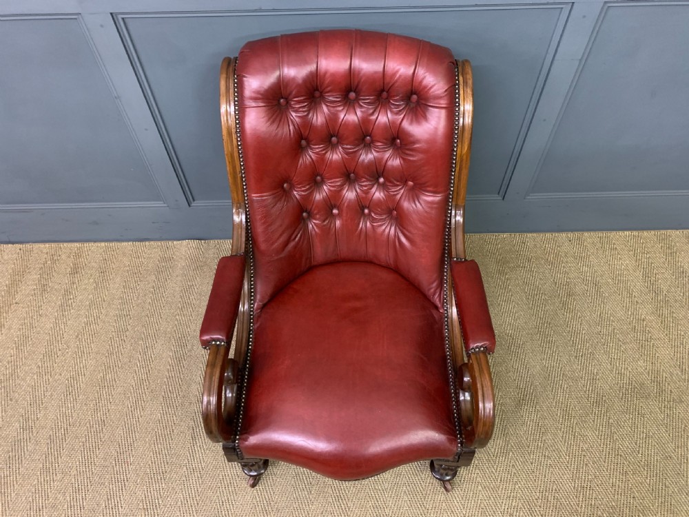 19th Century Leather Library Armchair View IV