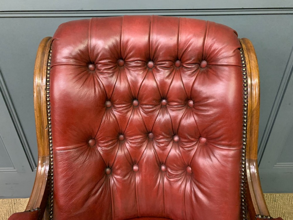 19th Century Leather Library Armchair View V