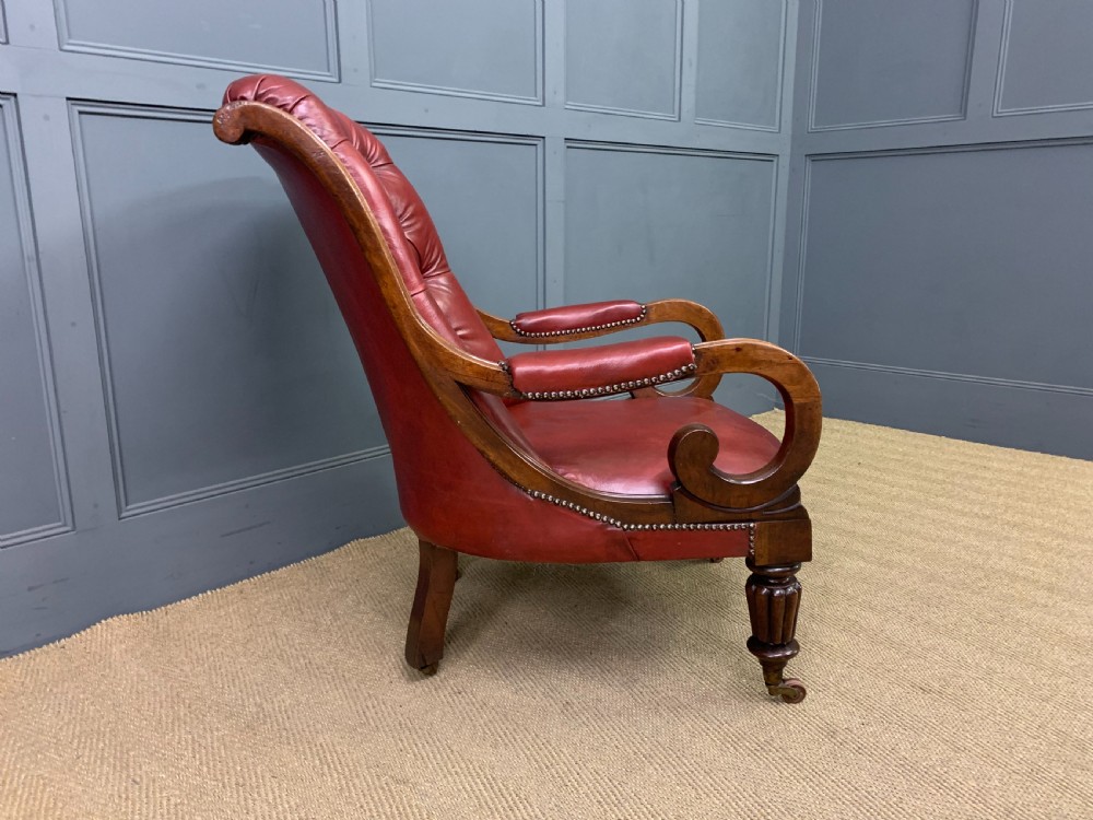 19th Century Leather Library Armchair View VI