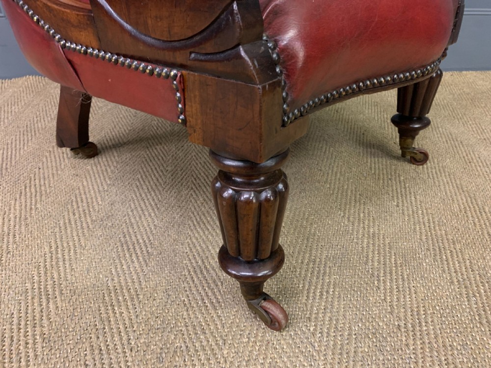 19th Century Leather Library Armchair View VII