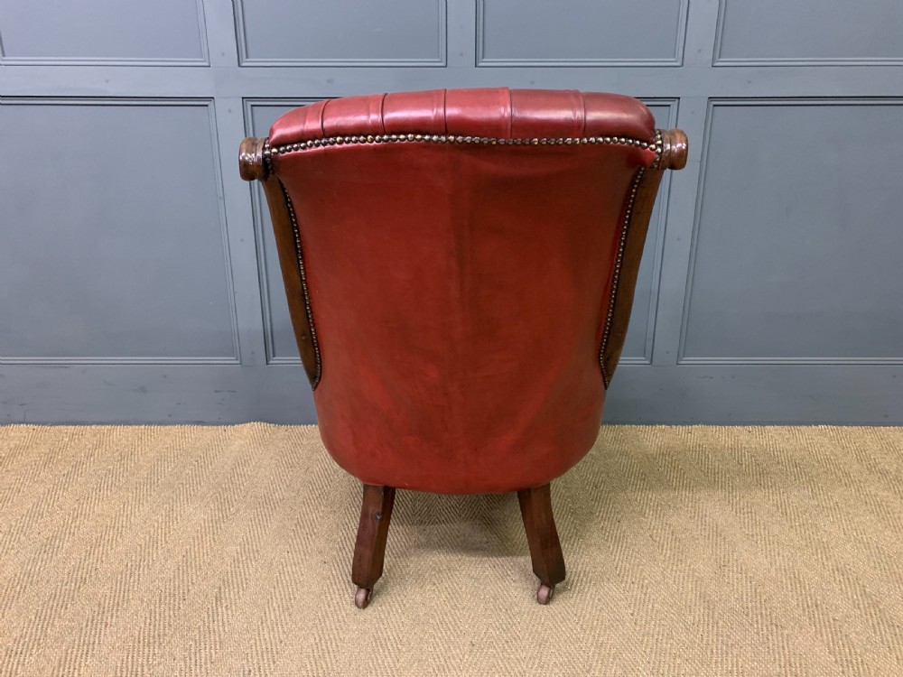 19th Century Leather Library Armchair View VIII