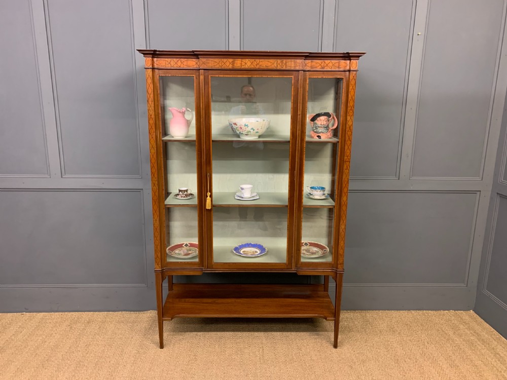Edwardian Inlaid Mahogany and Satinwood Display Cabinet