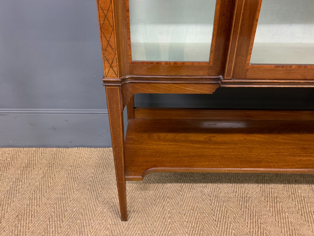 Edwardian Inlaid Mahogany and Satinwood Display Cabinet View II