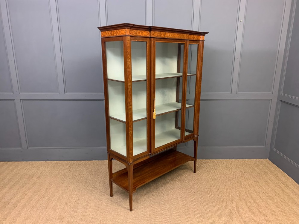 Edwardian Inlaid Mahogany and Satinwood Display Cabinet View III