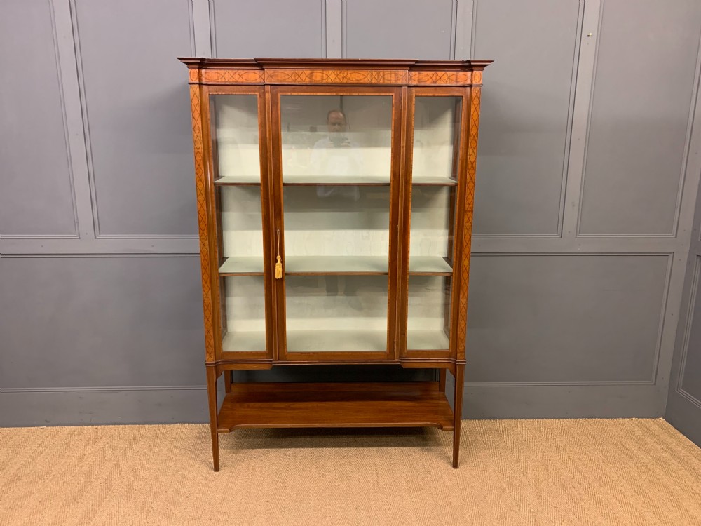 Edwardian Inlaid Mahogany and Satinwood Display Cabinet View VII