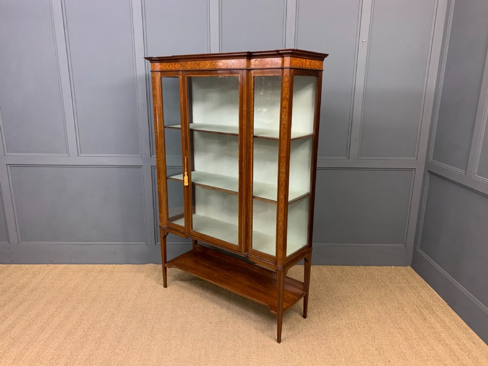 Edwardian Inlaid Mahogany and Satinwood Display Cabinet View X