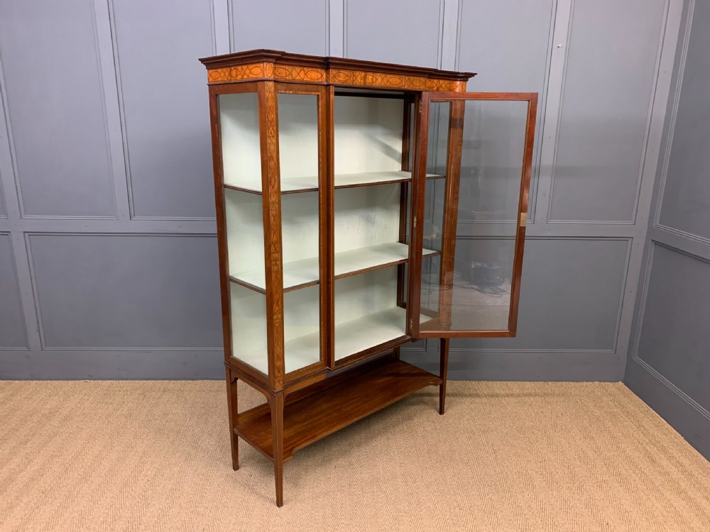 Edwardian Inlaid Mahogany and Satinwood Display Cabinet View XII