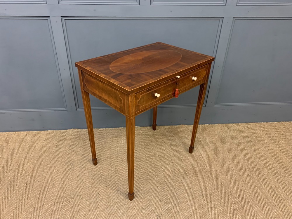 Sheraton Revival Inlaid Mahogany Table View XI