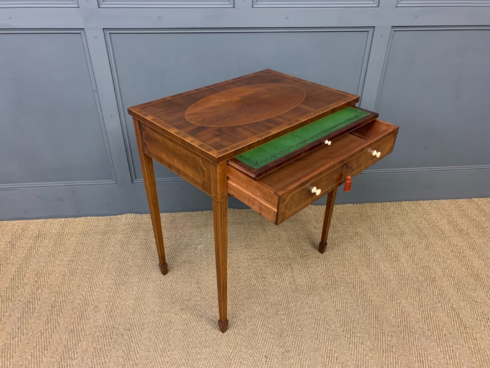 Sheraton Revival Inlaid Mahogany Table View XV