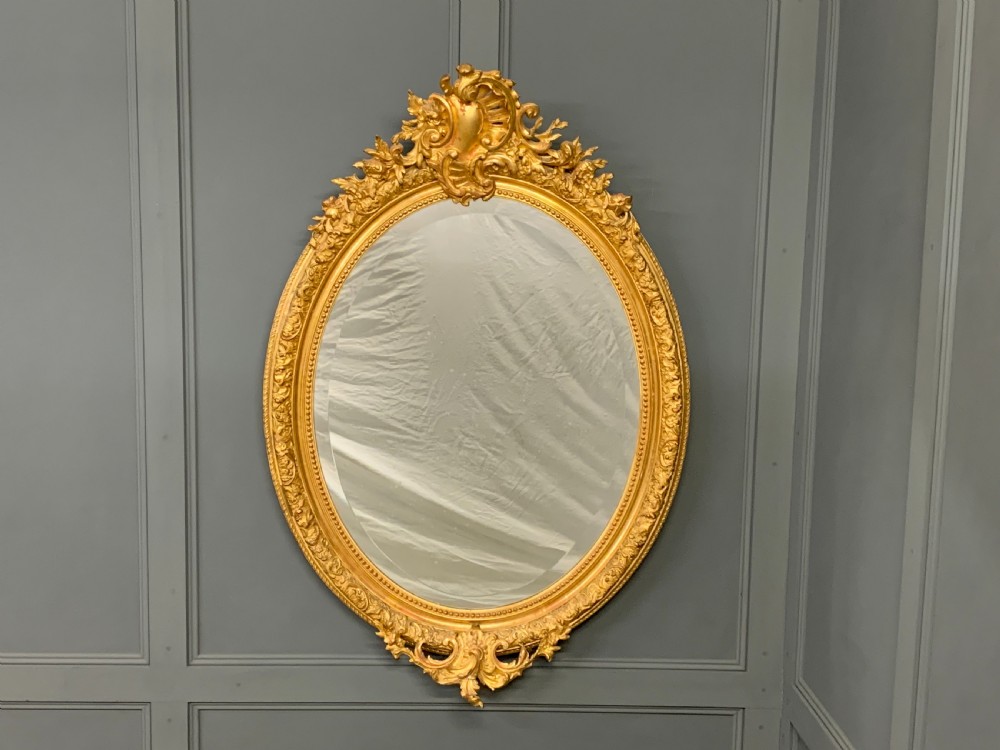 19th Century French Gilt Oval Mirror