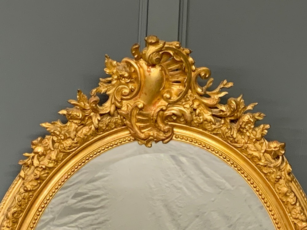 19th Century French Gilt Oval Mirror View II