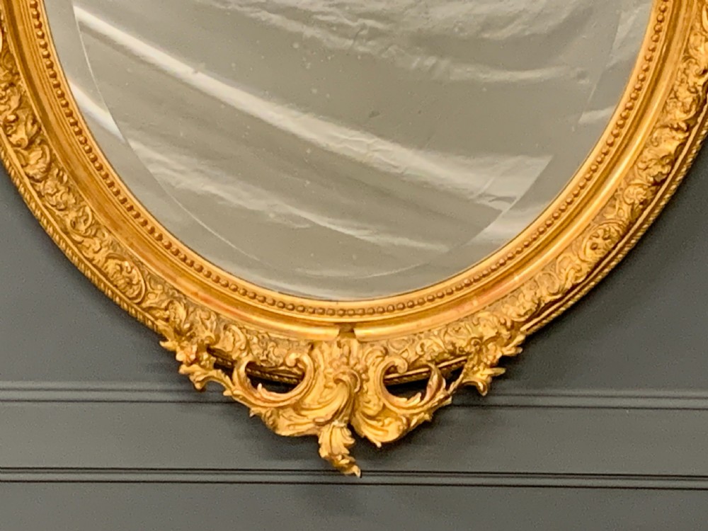 19th Century French Gilt Oval Mirror View III