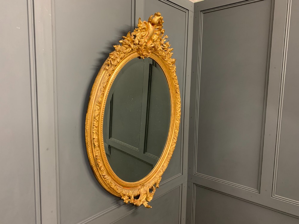 19th Century French Gilt Oval Mirror View IV