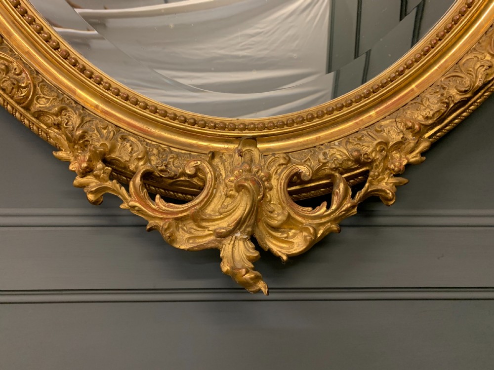 19th Century French Gilt Oval Mirror View VI