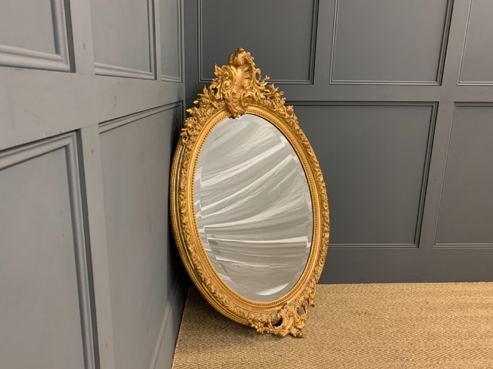 19th Century French Gilt Oval Mirror View VIII